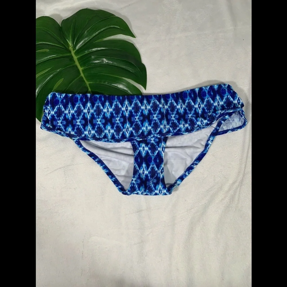 NWT $64 Jessica Simpson Foldover Bikini Bottom Blue Navy [ SZ‎ Large ]